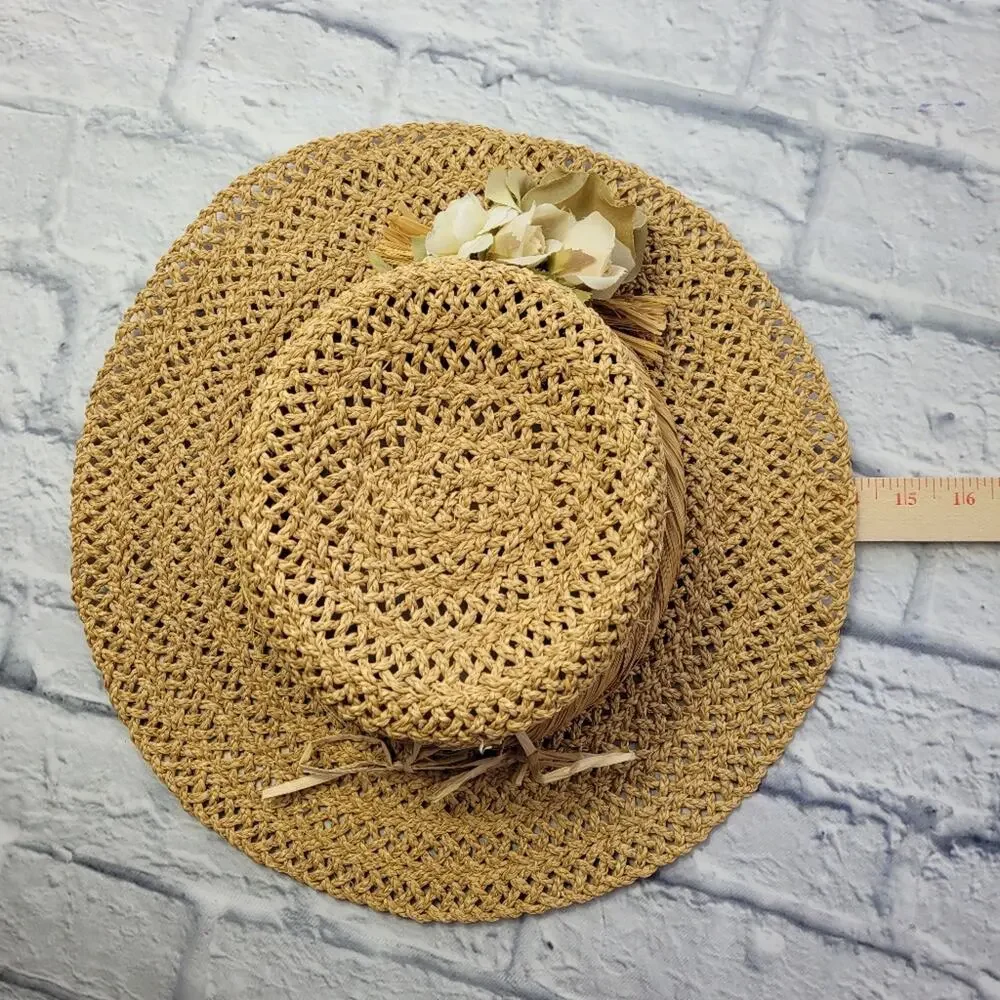 Boho Summer Woven Hat with Roses